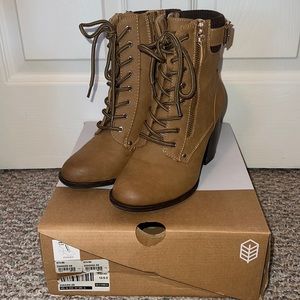 Used Call It Spring Zoadien Heeled Booties SZ 6.5 Brown